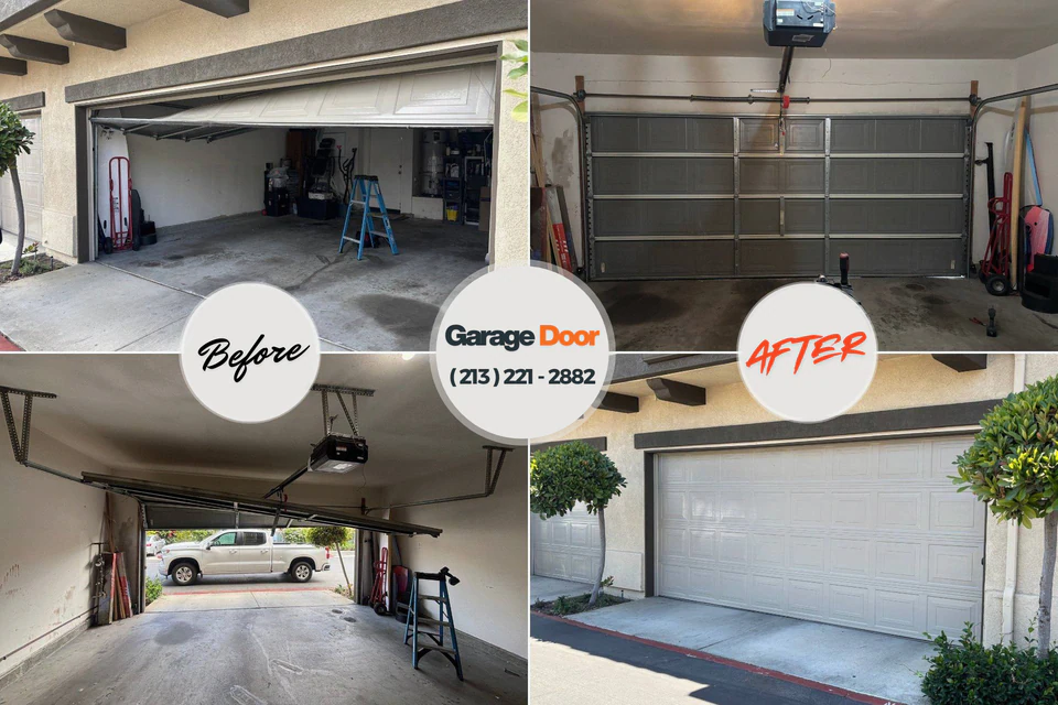 Before and after: garage door repair Needles, CA